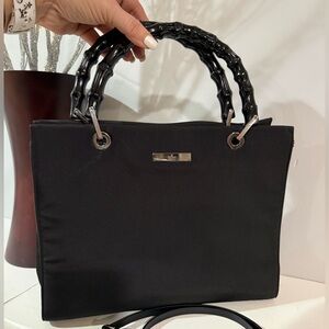 AUTHENTIC Gucci Diana Black Nylon Tote with Bamboo Handles